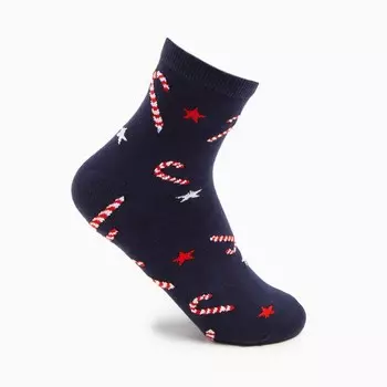 Носки женские новогодние «Карамель» цвет синий, размер 23-25