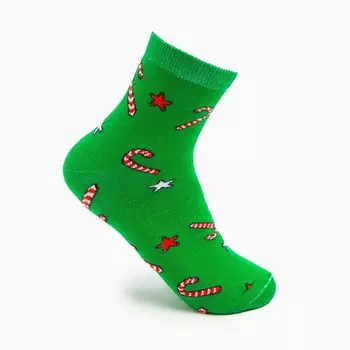 Носки женские новогодние «Карамель» цвет зелёный, размер 23-25