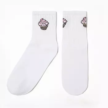 Носки женские новогодние "Змея-пироженка", цвет белый, размер 23-25