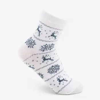 Носки женские новогодние «Оленята» цвет белый, размер 23-25
