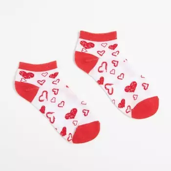 Носки женские с принтом, цвет белый/красный, размер 36-41 (23-25 см)