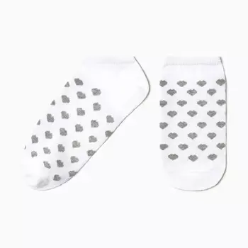 Носки женские Сердечки, цвет белый/серый, р-р 23-25