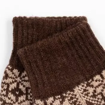 Носки женские новогодние шерстяные, цвет коричневый, размер 23-25