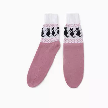 Носки женские шерстяные «Котик», сиреневые, р-р 25-27