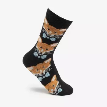 Носки женские шерстяные «Лиса», цвет чёрный, размер 23-25 (36-40)