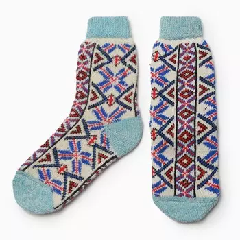 Носки женские шерстяные «Орнамент-мороз», цвет белый, размер 25