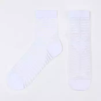 Носки женские стеклянные "Белая полоска" цвет белый, размер 36-40