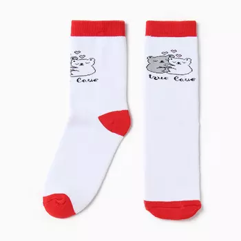 Носки женские True love с махрой внутри, белые, размер 36-40