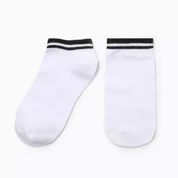 Носки женские укороченные, цвет белый/черный, р-р 23