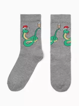 Носки женские "Змей с бокалом", цвет темно-серый, р-р 36-40