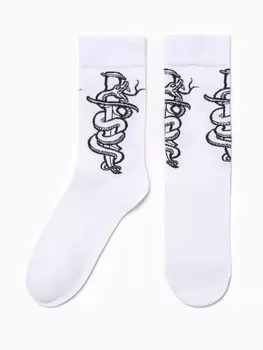 Носки женские "Змея на мече", цвет белый, р-р 36-40