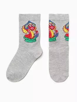 Носки женские "Змея в кокошнике", цвет серый, р-р 36-40