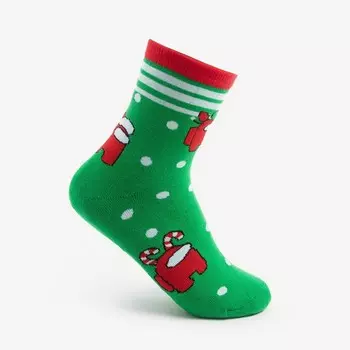 Носки зимние детские Among Us, цвет зелёный, размер 14 (23-25)