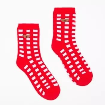 Носки детские махровые, цвет красный/белый, размер 20
