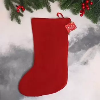 Носок для подарков "Носок - Снеговик со снежинкой" сидит, 26х40 см, зелёно-красный