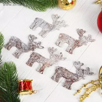 Новогодний декор из коры «Олени», белёный