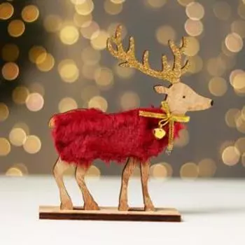 Новогодний декор «Олень с колокольчиком» 15×4×16,5 см, красный