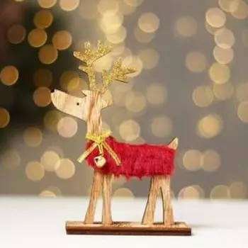 Новогодний декор «Олень с колокольчиком» 7.5×4×16 см, красный