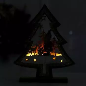 Новогодний декор с подсветкой «Ёлочка с Дедом Морозом» 16×5×20 см