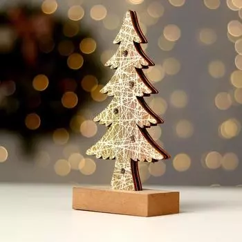 Декор с подсветкой «Новогодняя ель», 9 5 19 см, белый