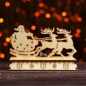 Новогодний декор с подсветкой "Упряжка" 9,5×5×14 см