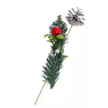 Новогодний декор «Серебряная шишка на веточке»