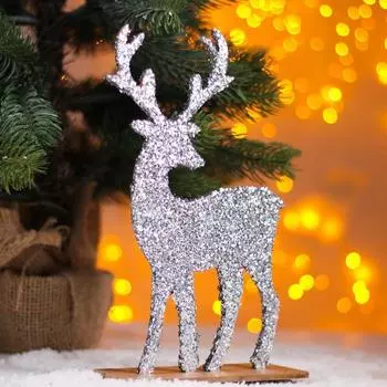 Декор новогодний «Яркий олень» серебряный, 61424 см