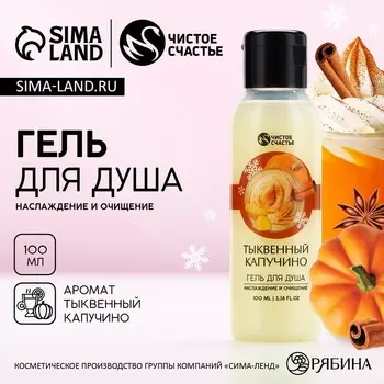 Гель для душа ЧИСТОЕ СЧАСТЬЕ, 100 мл, аромат тыквенного капучино, Новый Год