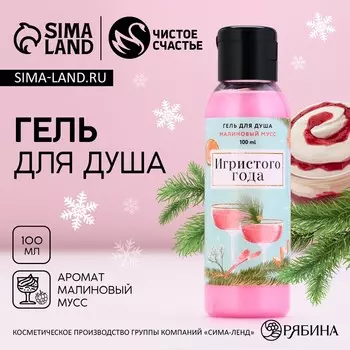 Гель для душа «Игристого года!», 100 мл, аромат малинового мусса, Чистое счастье