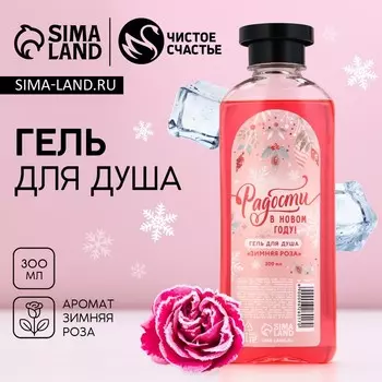 Новогодний гель для душа «Радости в Новом году!», 300 мл, аромат зимней розы, ЧИСТОЕ СЧАСТЬЕ