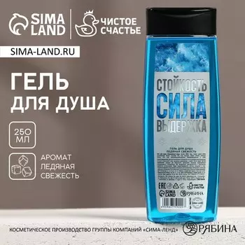 Гель для душа «Стойкость, Сила, Выдержка», 250 мл, аромат свежести, Чистое счастье