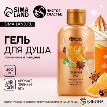Гель для душа ЧИСТОЕ СЧАСТЬЕ, 300 мл, аромат пряный эль, Новый Год