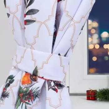 Новогодний комплект штор для кухни с подхватами "Beautiful birds" 145х180см-2 штуки, габардин