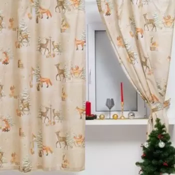 Комплект штор для кухни с подхватами Christmas forest 145180 см-2 шт., габардин