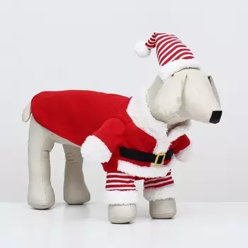 Новогодний костюм для собак «Клаус», размер XS (ДС 20, ОГ 30 см)