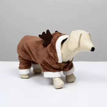 Новогодний костюм для животных «Олень», L (ДС 30 , ОГ 42 см), коричневый