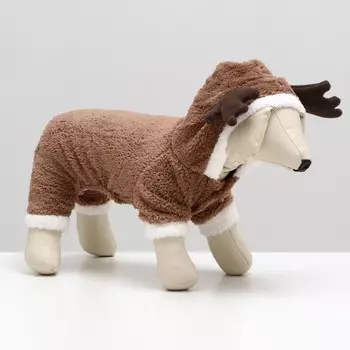 Новогодний костюм для животных «Олень», S (ДС 20, ОГ 32 см), коричневый