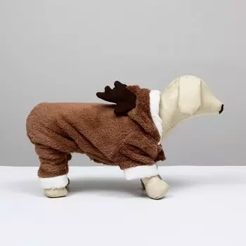 Новогодний костюм для животных «Олень», XXL (ДС 40, ОГ 52 см), коричневый