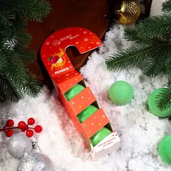 Новогодний набор бомбочек для ванны «Леденец», зелёный, 3 шт. по 70 г