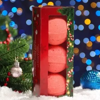 Новогодний Набор бомбочек для ванны "Новогодний", красные, 3*120г