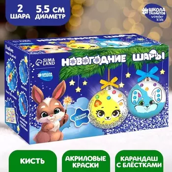 Ёлочные шары под раскраску на новый год «Зимнее чудо», 2 шт, набор для творчества