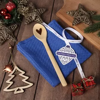 Набор подарочный Доляна Snow: синее полотенце 3560 см, хл 100%, вафля 220 г/м