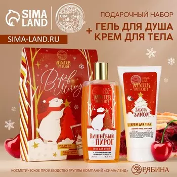 Новогодний подарочный набор косметики, гель для душа 250 мл и крем для тела 200 мл, Новый Год