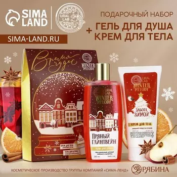 Новогодний подарочный набор косметики, гель для душа и крем для тела, 2 х 200 мл, Новый Год