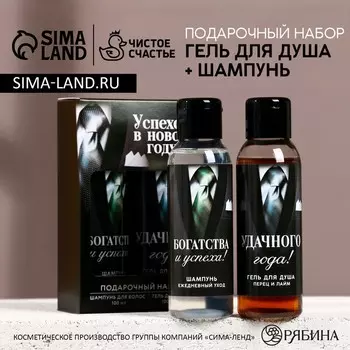 Подарочный набор «Успехов в году»: гель для душа и шампунь для волос, 2100 мл, Чистое счастье