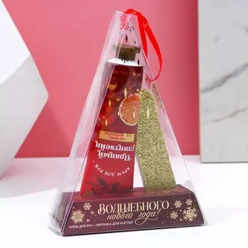 Подарочный набор новогодний женский «Волшебного праздника»: крем для рук 30 мл и пилка для ногтей, Чистое счастье
