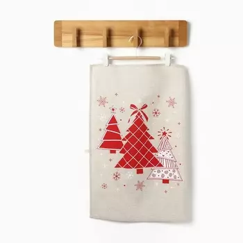 Полотенце «Ёлочки красные», 3960 см, 160 г/м, лён 50%, хлопок 50%