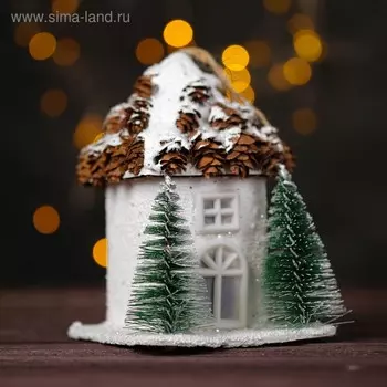 Новогодний световой домик "Праздник" 9×9×12 см