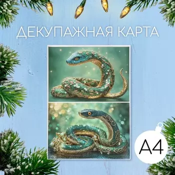 Декупажная карта «Драгоценная змея», плотность 45 г/м, формат А4