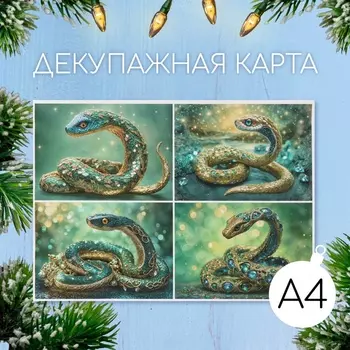 Декупажная карта «Драгоценная змея», плотность 45 г/м, формат А4